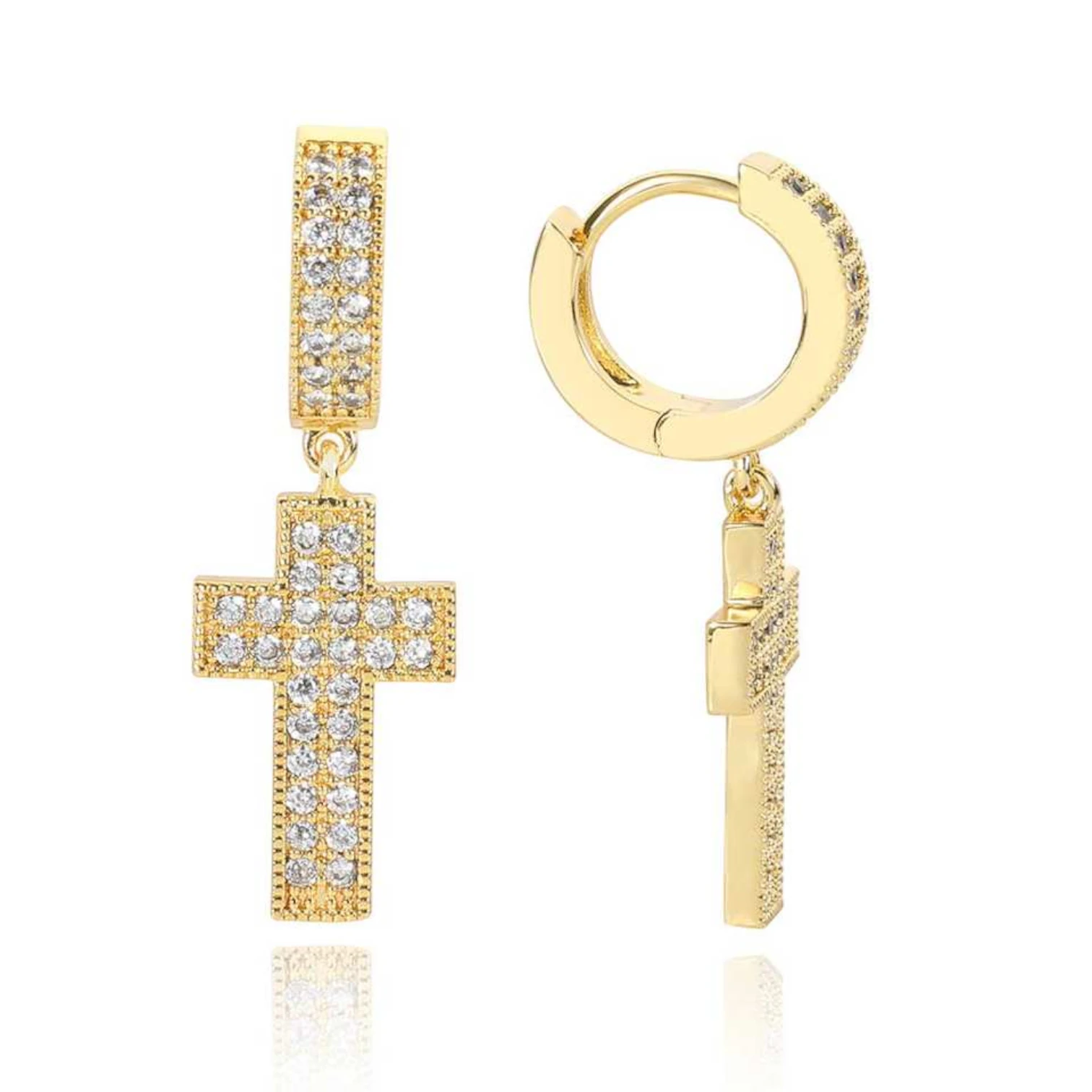 Women’s Iced Out Hip Hop Cross Hoop Earrings – CZ Diamond Jewelry
