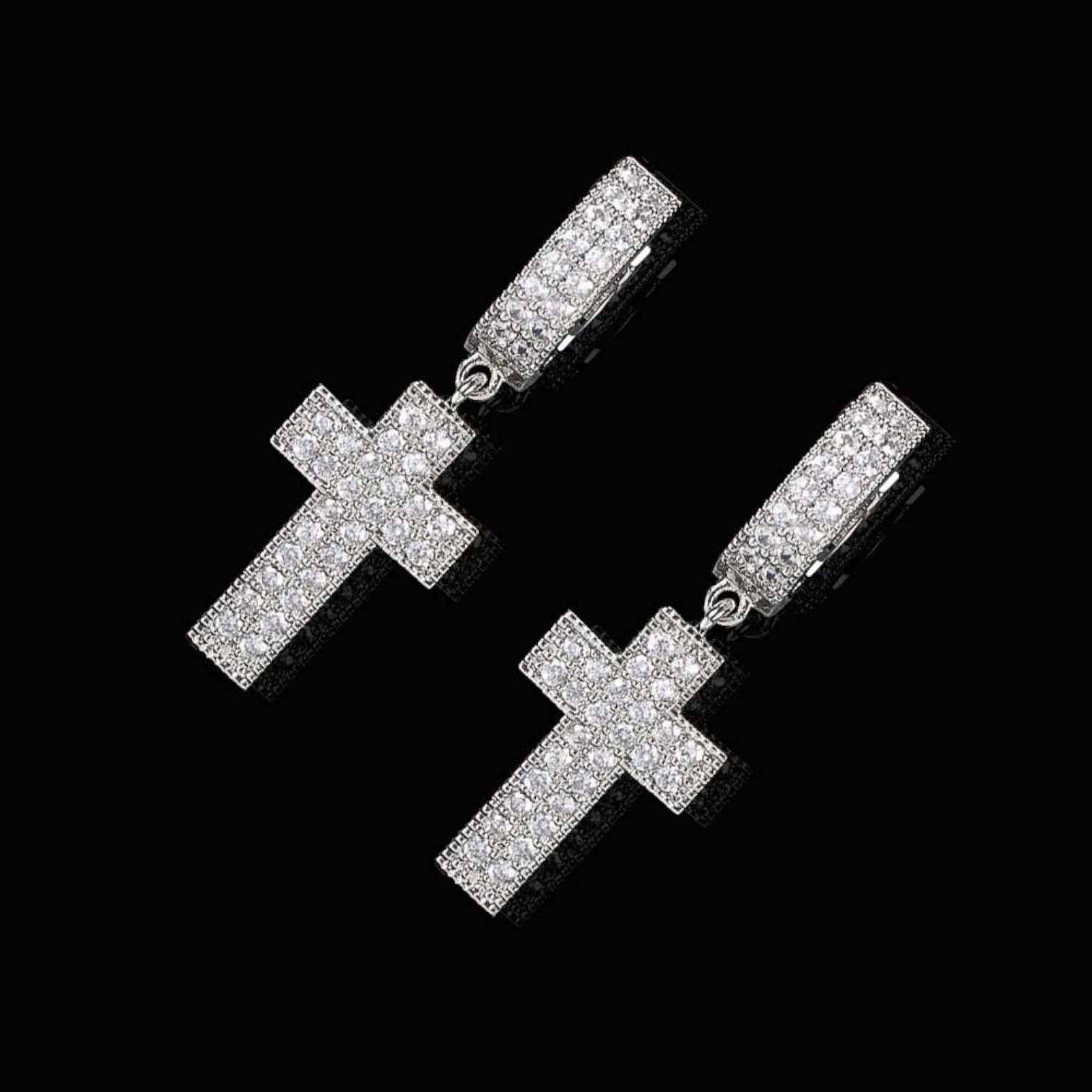 Women’s Iced Out Hip Hop Cross Hoop Earrings – CZ Diamond Jewelry
