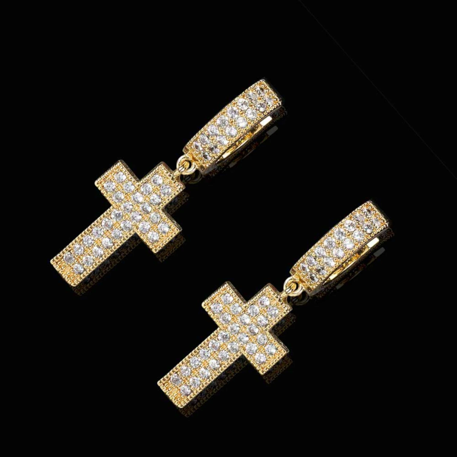 Women’s Iced Out Hip Hop Cross Hoop Earrings – CZ Diamond Jewelry