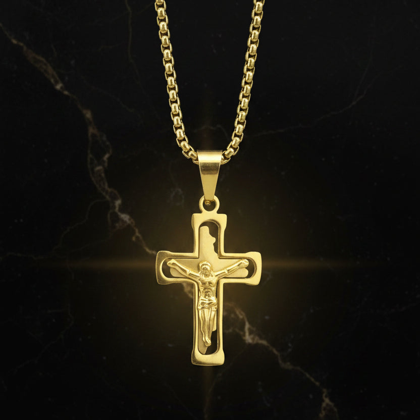 Brazilian Style Gold Plated Cross Pendant Necklace